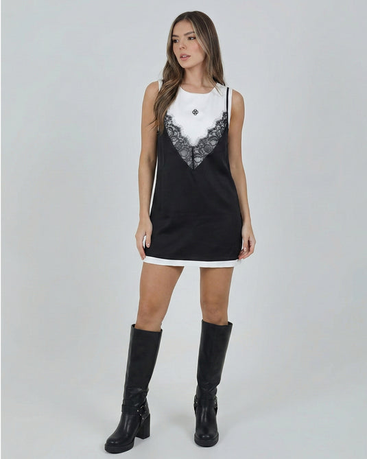 MAKA DRESS IVORY/BLACK